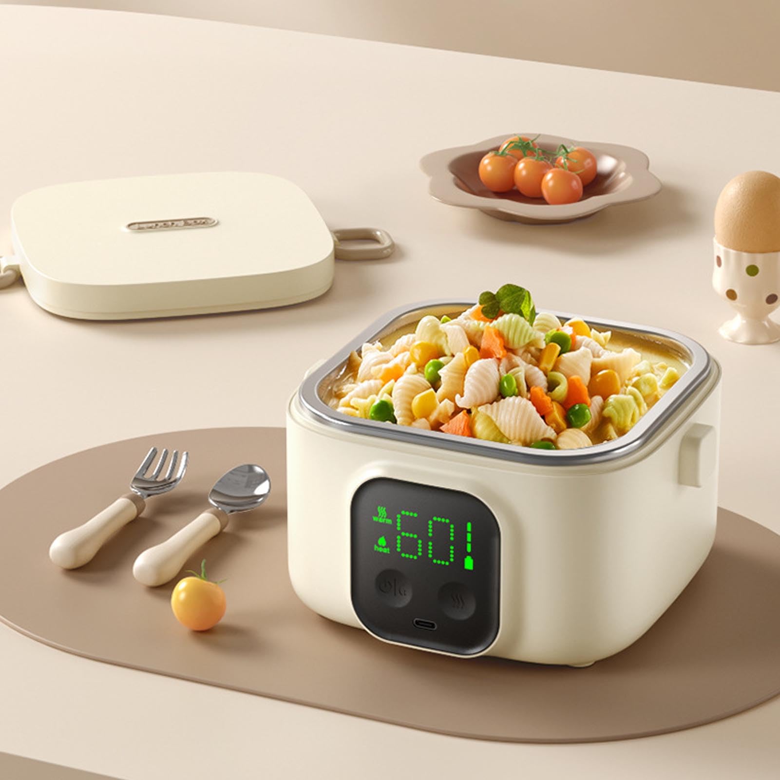 ciciglow Box da Pranzo Elettrico Calzaio Alimentare, 25w 7 Marcia Riscaldata Box da Pranzo, 500 Ml di Contenitore Alimentare Isolato a Riscaldamento Rapido Portatile