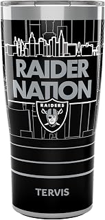 Tervis Traveler NFL Las Vegas Raiders - Raider Nation Slogan Triple Walled Insulated Tumbler Travel Cup Keeps Drinks Cold & Hot, 20oz, Stainless Steel