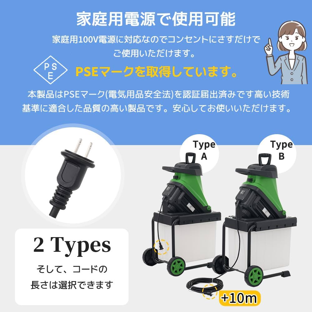 電動ガーデンシュレッダー 粉砕能力45mm ローラーミル刃 50Lボックス 電動ガーデンシュレッダー 粉砕能力45mm ローラーミル刃 50L