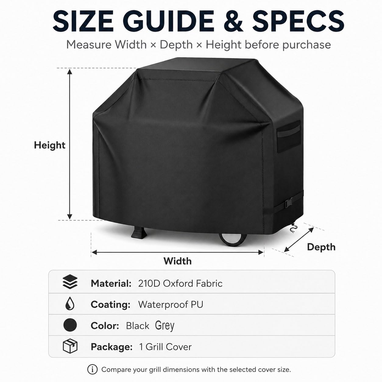 Funda para Barbacoa para Solaire IRBQ-27GXL Cart/Pedestal | 210D Oxford Cubierta BBQ Parrilla | Ventilación con Hebillas y Cordón Ajustable Asas Reforzadas | Impermeable Anti-Viento