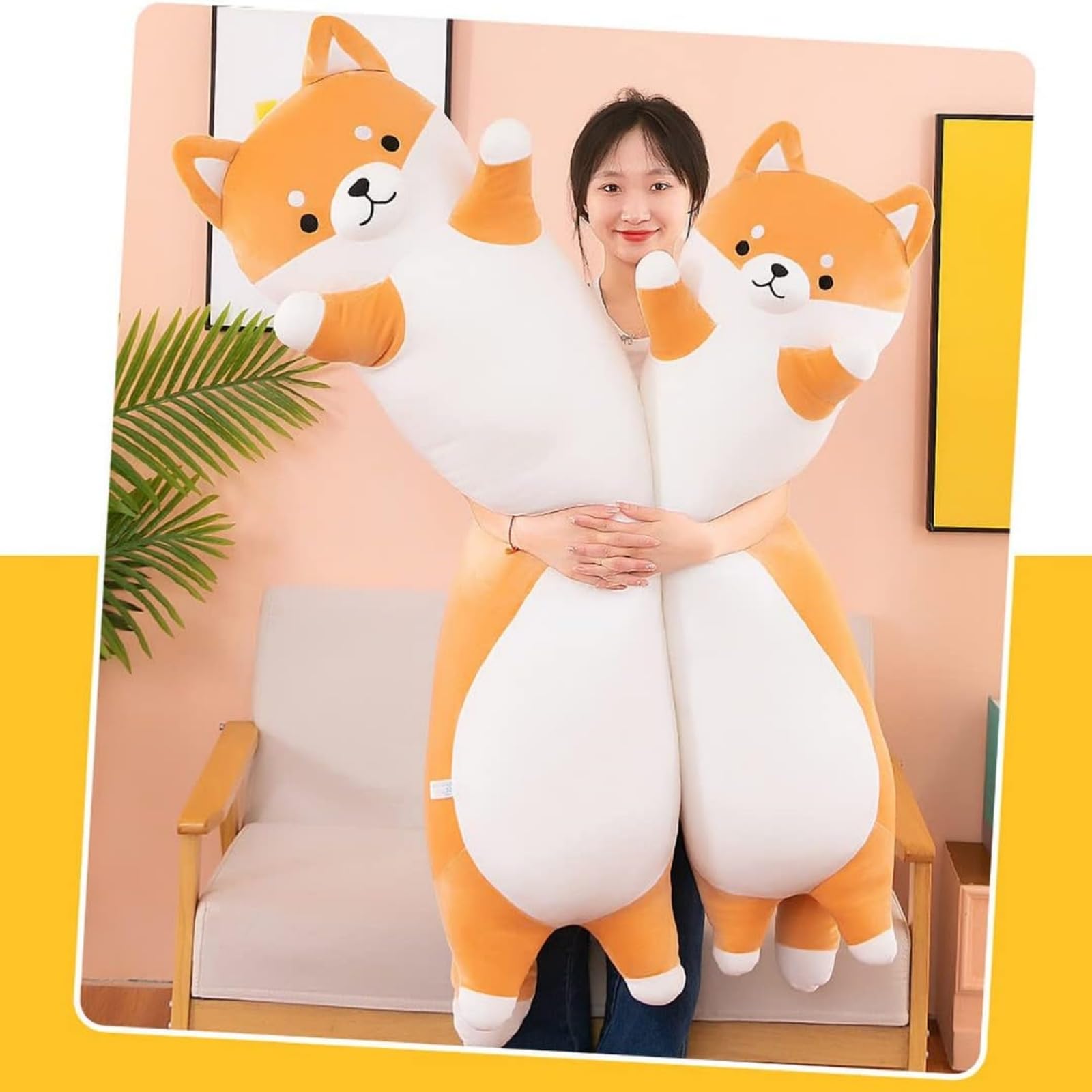 SNOWOLF ShibaInu lungo cuscino peluche giocattolo animale ripieno carino peluche morbido abbraccio cuscino corpo regalo (ShibaInu, 110cm)