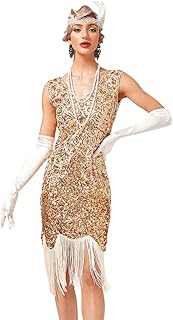 Women's Flapper Dresses 1920s Gatsby Sequin Fringed Tassels Dress 20s Ro...