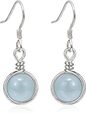 Aquamarine Drop Earrings, Sterling Silver Filled, March Birthstone