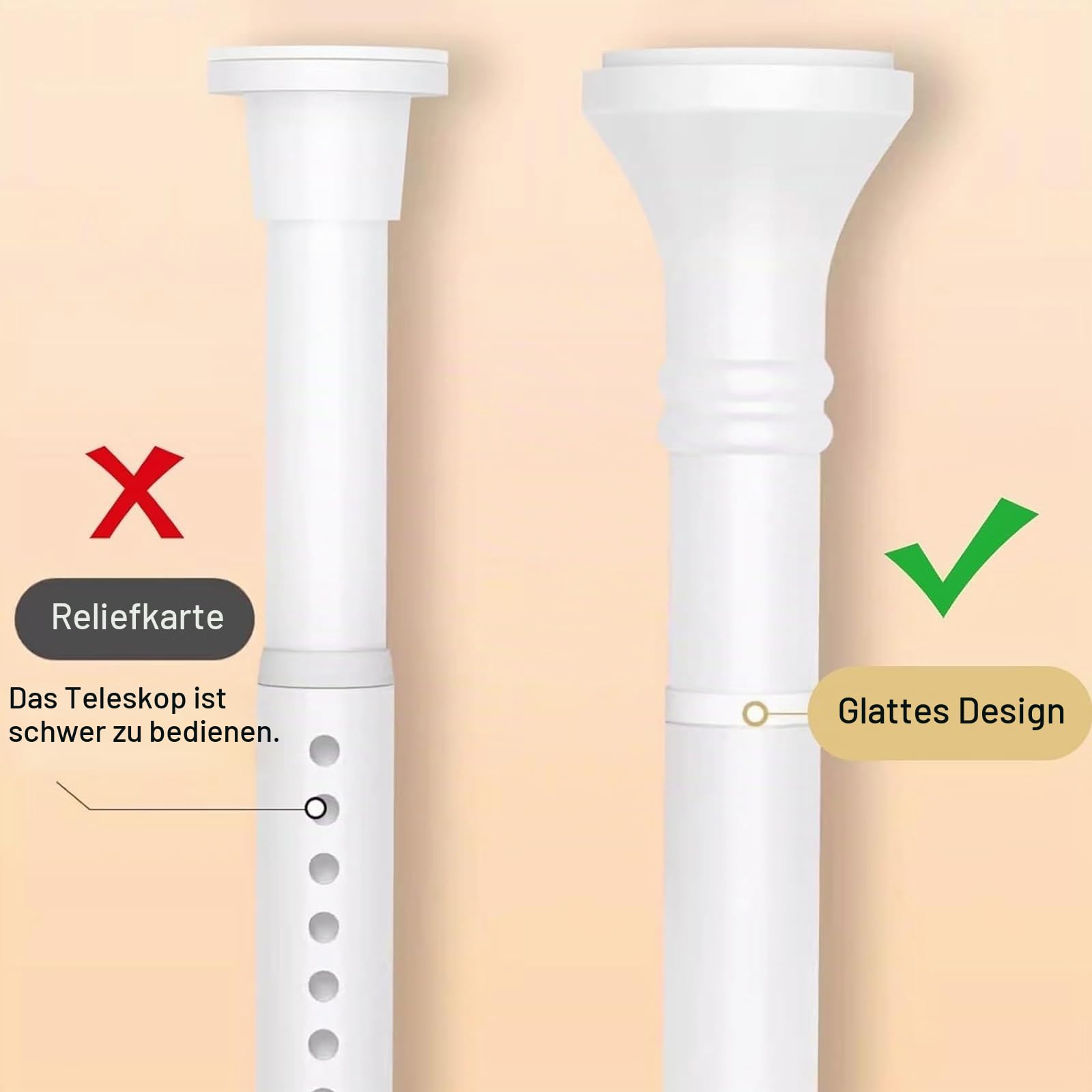 Teleskopstange Zum Klemmen 200-300 360-450 410-500cm Gardinenstange Ohne Bohren Lang Gardinenstange Vorhangstange, Teleskopstange Zum Klemmen Für Fenster, Dusche, Terrasse(Weiß,410-500cm)