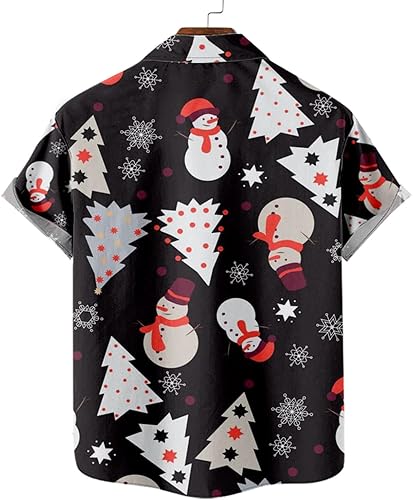 Miniatura 5 de Camisas hawaianas de Navidad para hombre manga corta Aloha camisa de playa floral casual Papá Noel con botones camisa de bolos