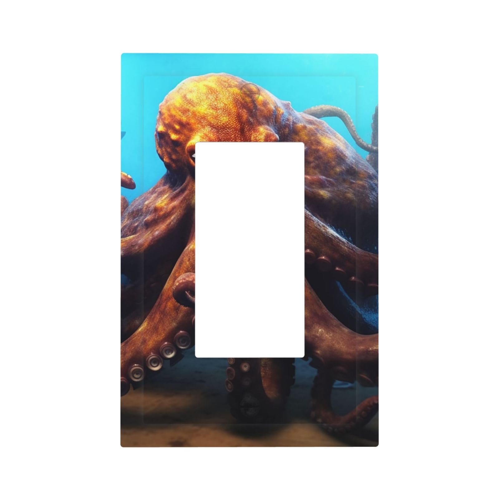 1-Gang Decorator Wall Plate Huge Octopus Light Switch Cover Single Gang Receptacle Outlet Wall Plate Mid Size 5" x 3" Wallplate Unbreakable Polycarbonate Outlet Faceplates Covers