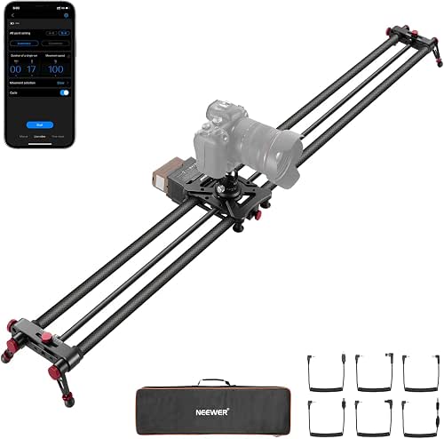 NEEWER 47.2"/120cm Motorized Camera Slider, App Wireless Control DSLR Carbon