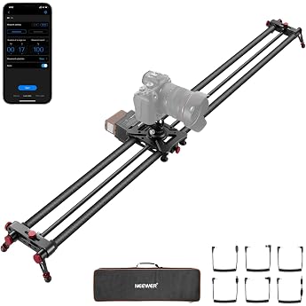 NEEWER 120 cm Motorised Camera Slider, Wireless App Control, Carbon Fibre DSLR Dolly Slider with 4400 mAh F750 Battery (Charg