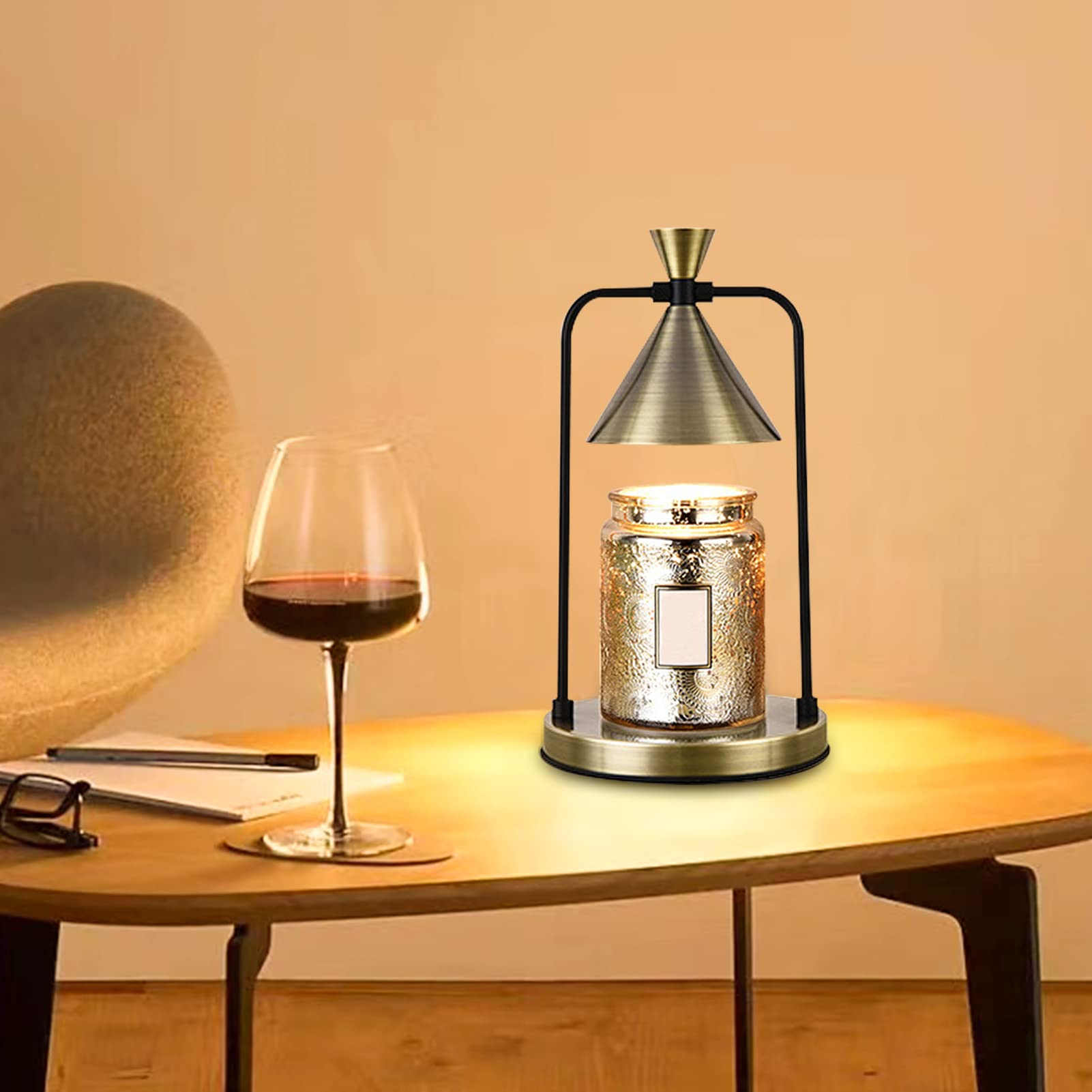 Kerzenwärmer Lampe, Duftlampe Elektrischer mit Timer & Dimmer, Duftkerze Duftlampe Elektrische Kerzenwärmer, Candle Warmer Lamp Vintage Dekoration für Haushalt & Wohnen, Geschenke für Mama (Bronze)