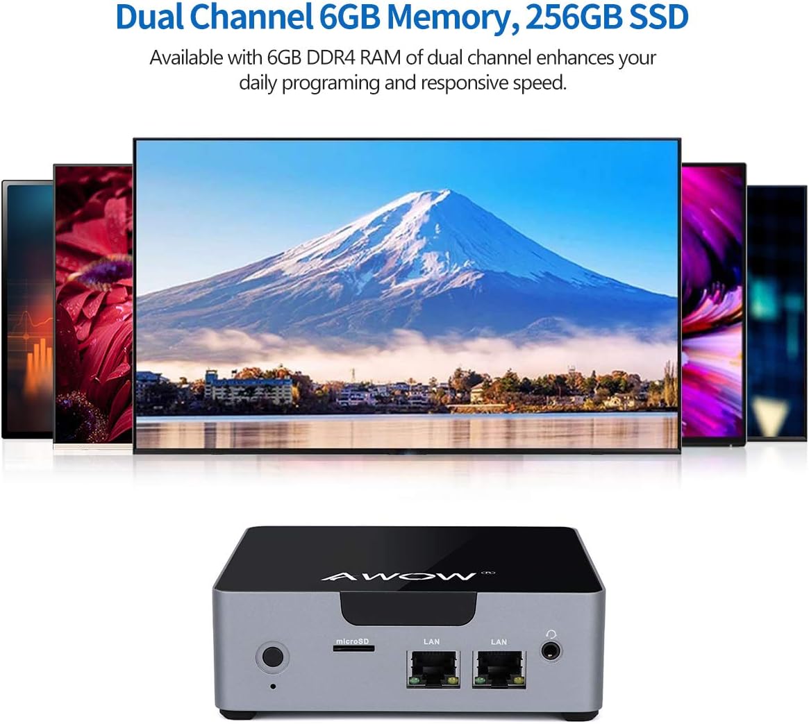 Flash Deals - 60% OFF Mini PC AWOW Desktop Computer Windows 10 Intel Celeron N3450/6GB DDR4 128GB SSD/Dual LAN/ 2.4G+5G Dual Band WiFi/4K HD/Bluetooth/HDMI AK34 Amazon Crazy 🔥 Deals Mini PC AWOW Desktop Computer Windows 10 Intel Celeron N3450/6GB DDR4 128GB SSD/Dual LAN/ 2.4G+5G Dual Band WiFi/4K HD/Bluetooth/HDMI AK34