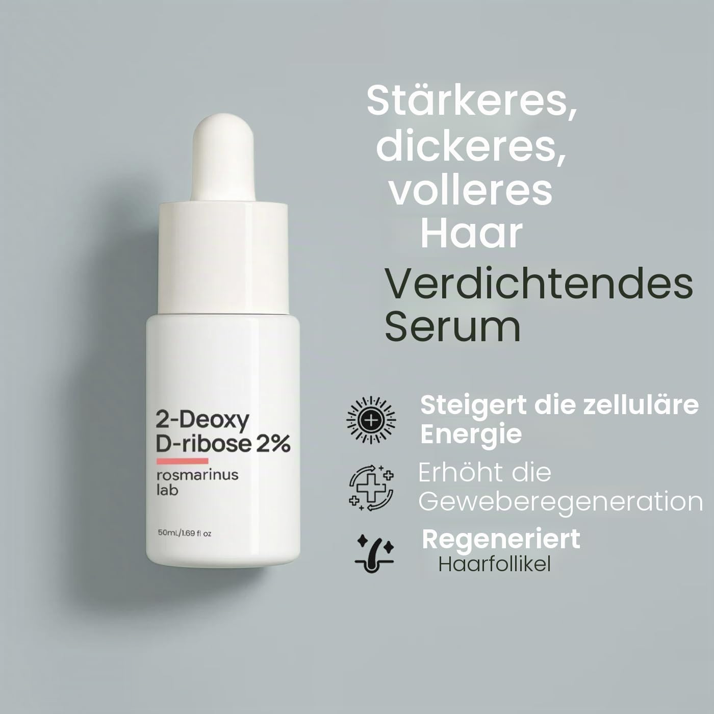 2dDR 2% Haardichte-Serum – Kopfhautlotion für sichtbar volleres Haar – Unterstützt Haarwachstum & -stärke – Leichte, nicht fettende Formel – Für Männer & Frauen – 50 ml