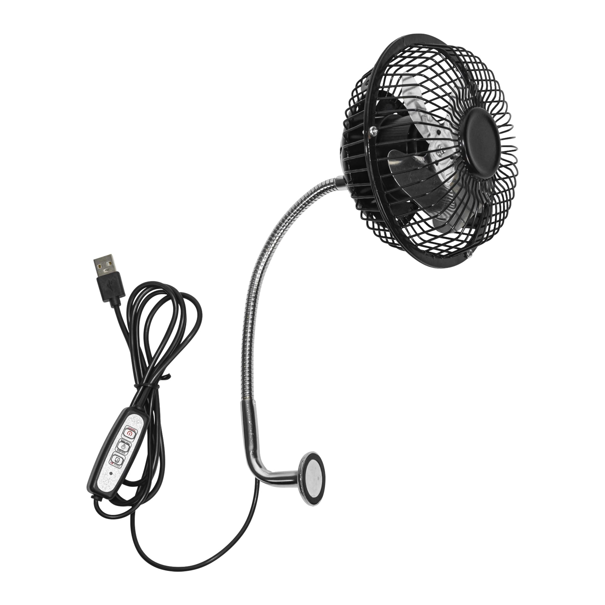 Ventilatore magnetico Grow, ventilatore oscillante con morsetto mini ventilatore per tenda con funzione oscillante e collo di cigno flessibile, 4 pale