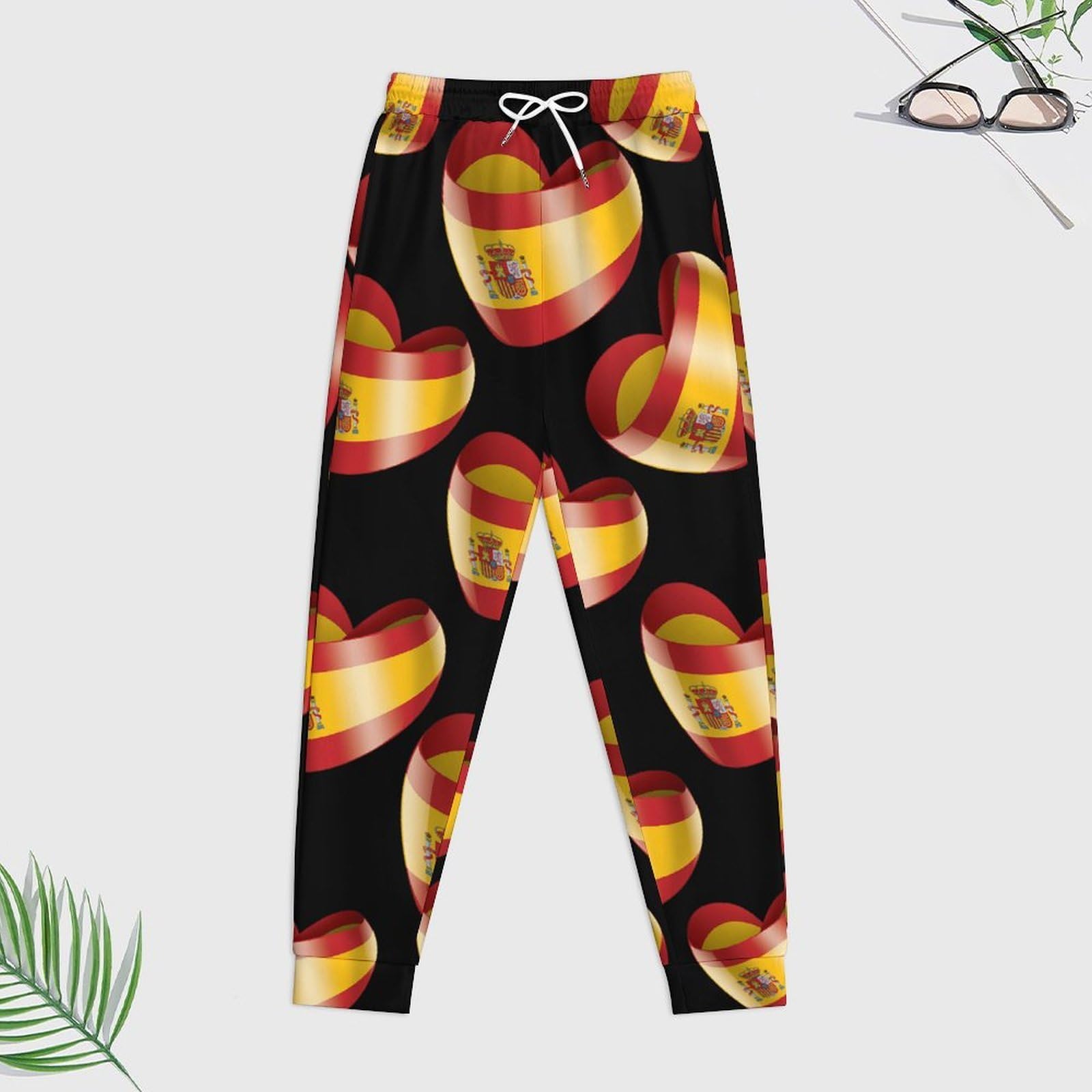 Conjunto de sudadera unisex con capucha y diseño de corazón de la bandera de España