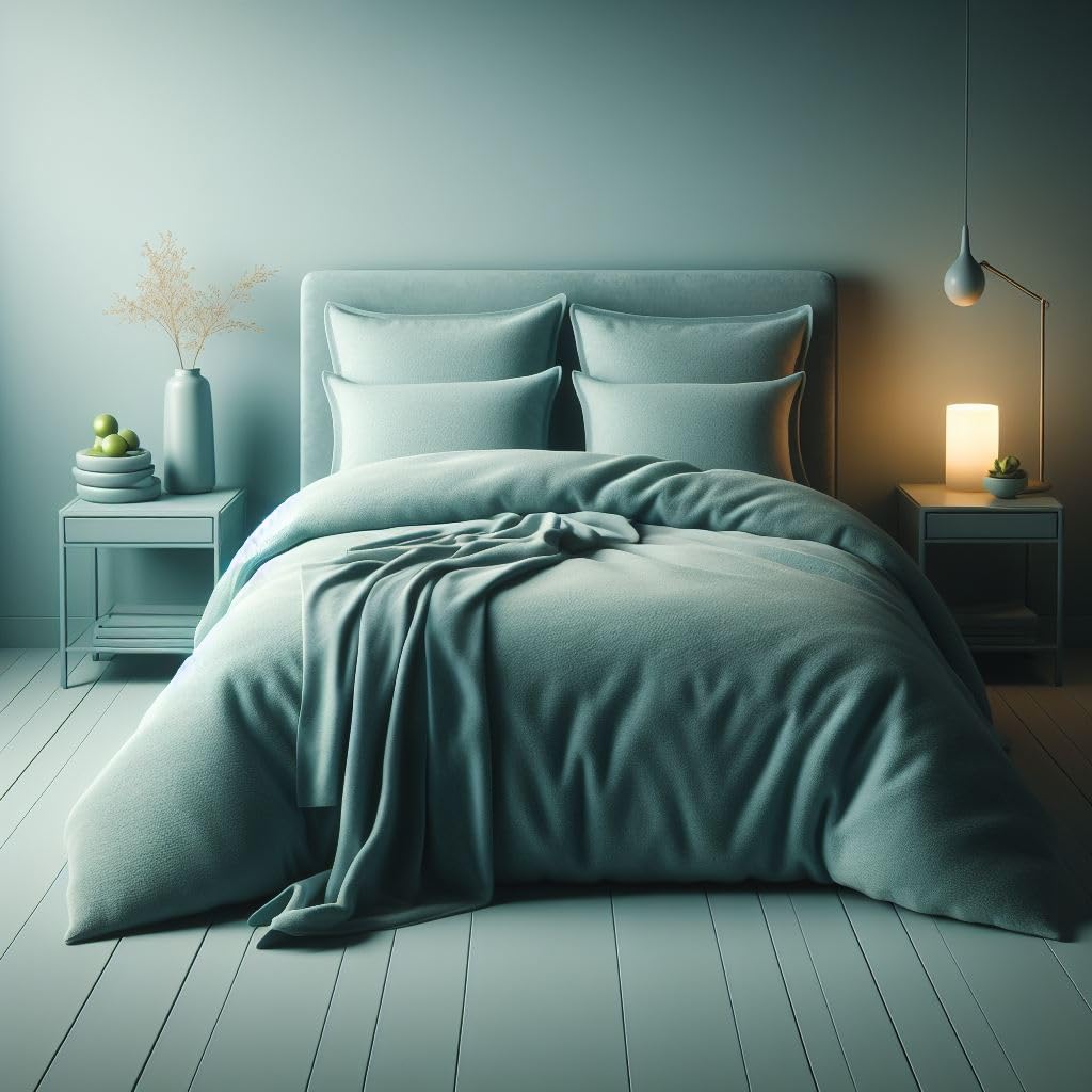 Comfort Collections Teddy Bear Duvet Cover Set Super Soft Fleece Warm Winter Quilt with Pillowcases Duck Egg Single 135cm x 200cm Approximate — image 1