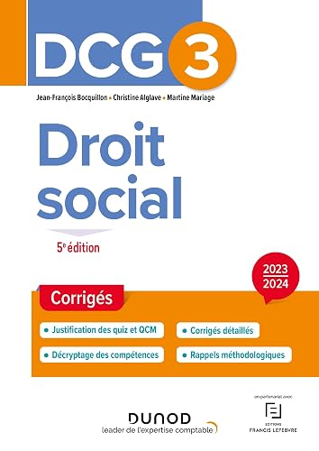 DCG 3 - Droit social - Corrigés 2023-2024