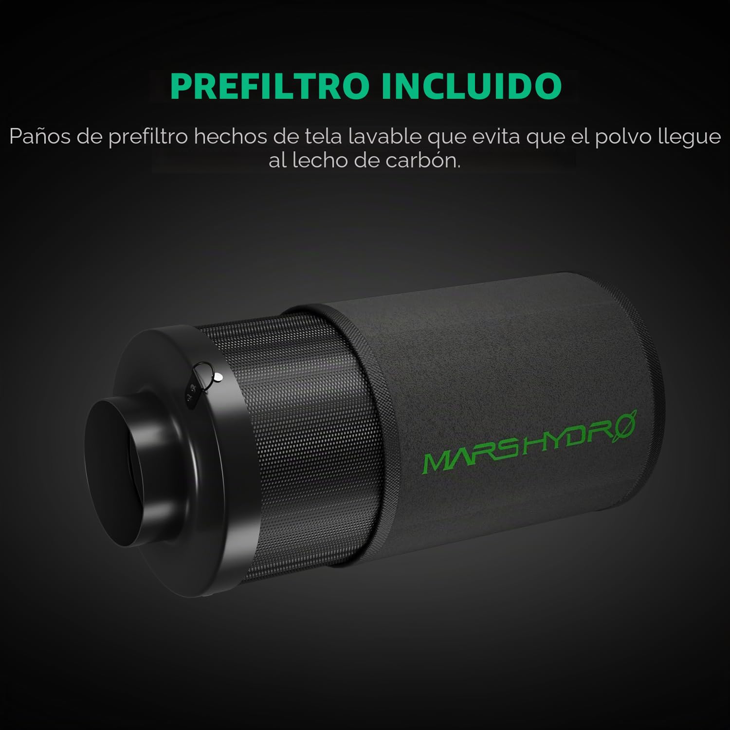 MARS HYDRO Filtro de carbón activo de 100mm, filtro de carbón con control de olores con carbón activado australiano, núcleo de carbono intercambiable para filtro de carbón para ventilador de tubo