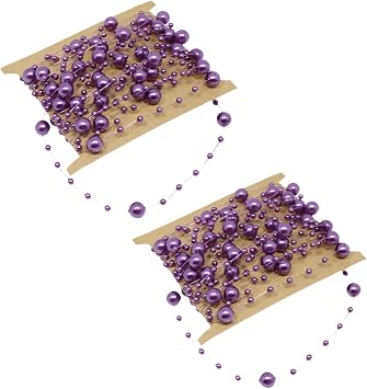 32 Feet 10m Pearl Garland,Garland Pearl Spool String of Pearls Rose Ribbon String Chain Decorative Beads for Wedding, Party,Christmas Flower Tree and DIY Supplies Purple