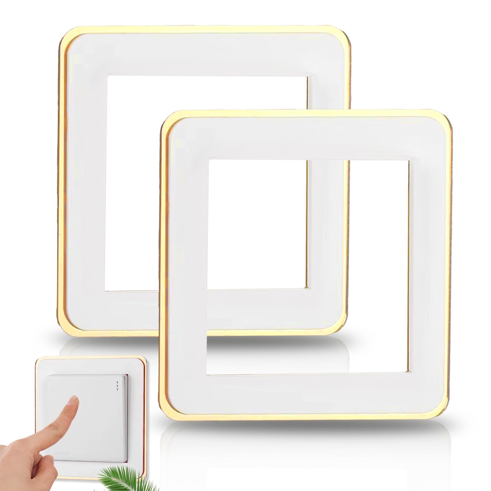 Koprek 2 Pcs Single Light Switch Surround, 3.38 Inches Acrylic Light Switch Cover Plates Self Adhesive White Socket Surround Wall Socket Light Switches Sticker Stickers for Home Decoration