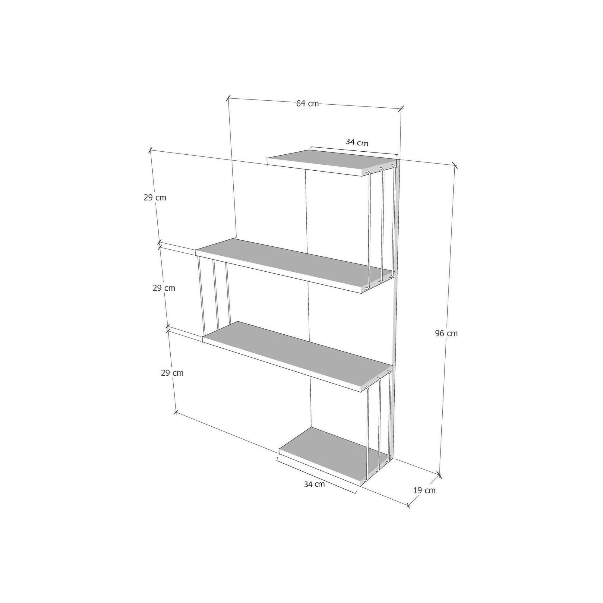 Dmora - Mensola Hadar, Scaffale, Ripiano a muro, Scaffalatura multiuso, 64x19h96 cm, Quercia e Bianco