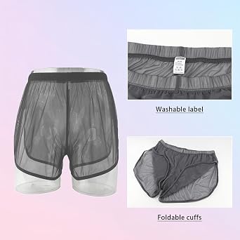 Mens Sexy Shorts Transparent Boxer Briefs Underwear Ultra Thin Split Side Mesh See Through Underpants