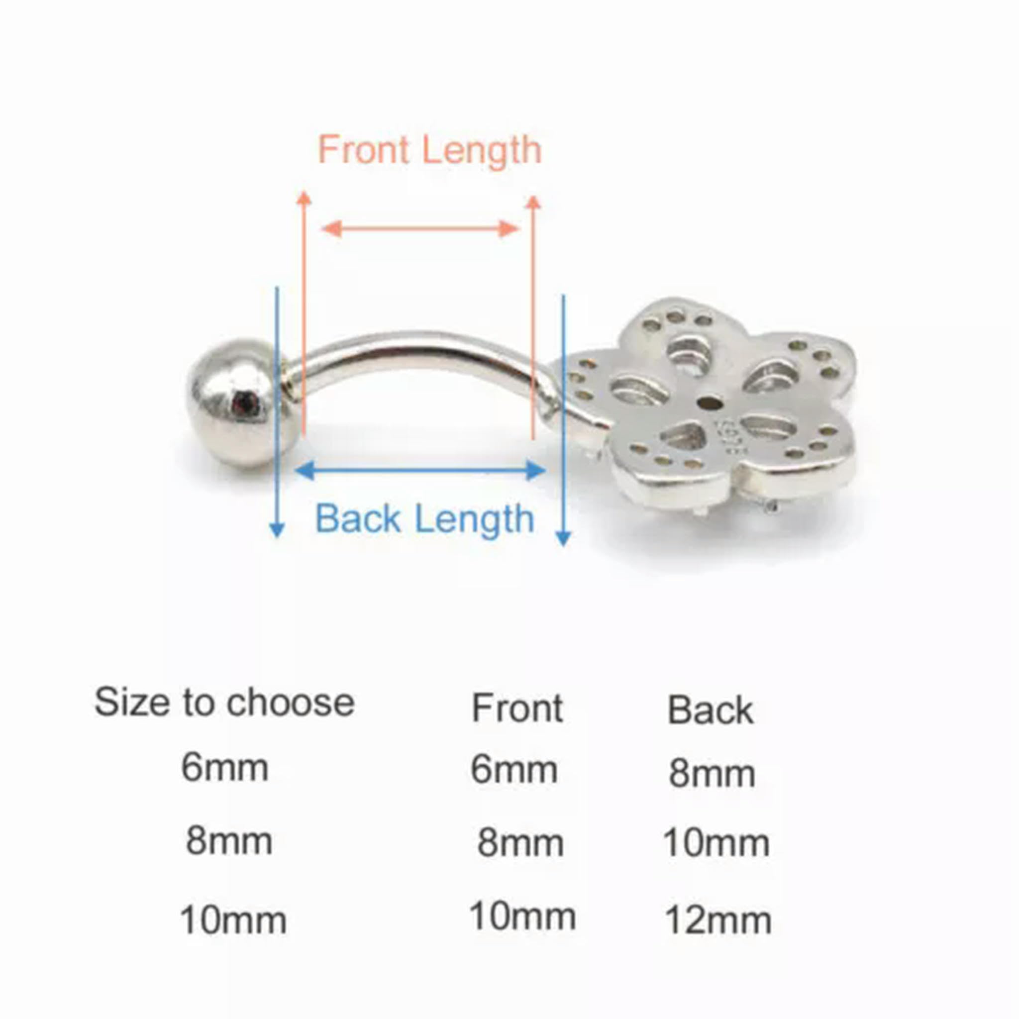Piercing all'ombelico in Argento Sterling 925 con Fiore di Cristallo A4222-8mm