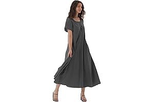 BeasleyYun Summer Short Sleeve Casual Maxi Dress for Women