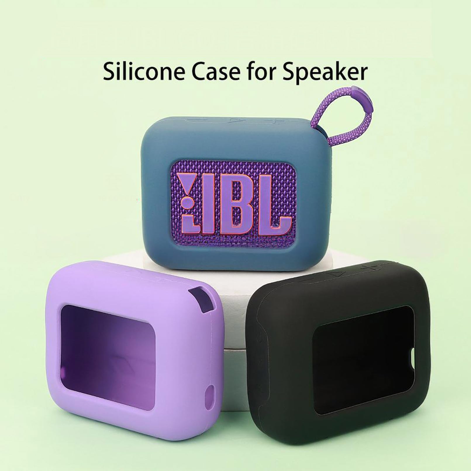 easyBee Etui do JBL Go 4 przenośne z karabińczykiem, płynny silikon, odporne na uderzenia, etui ochronne, głośnik, torba do przenoszenia, kolor czarny