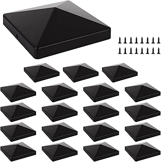SHUESS 20pcs Black Fence Post Caps 4 x 4 Inch - 102.5 x 102.5 mm Plastic Fence Post Toppers - Durable and Stylish Post Caps for Enhanced Outdoor Décor - Ideal for Fence Post Protection and Decoration