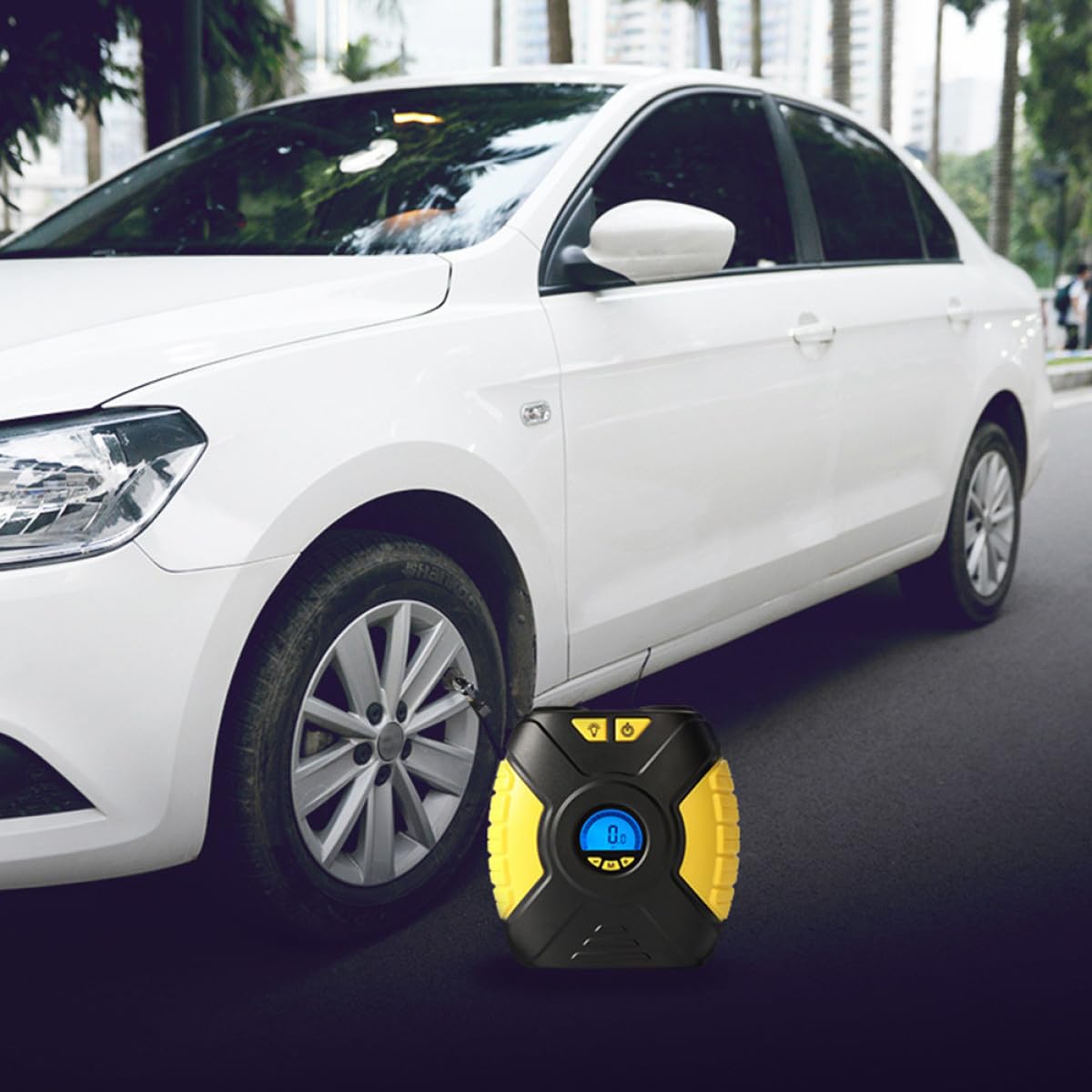 TEHAUX Compresor Portátil para Neumáticos de Coche Pantalla Digital Inteligente, Bomba de Aire de 25l, Material Plástico y Cobre, Adecuado para Viajes y Emergencias