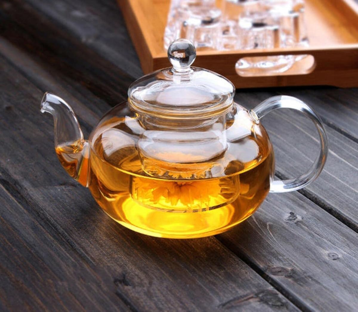 Tee-Set Borosilikatglas Teekanne Set Infuser Kaffee Tee Blatt Kräuter 6 Tassen Wärmer Teekanne Geschenk Küche Zubehör Zuhause