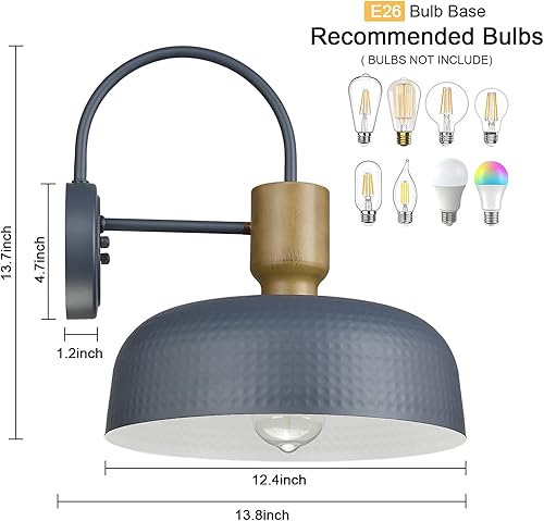 Miniatura 2 de Apliques de pared de metal martillado para exteriores + iluminación colgante para cocina, lavandería, pasillo, vestíbulo, comedor (1 juego, azul)