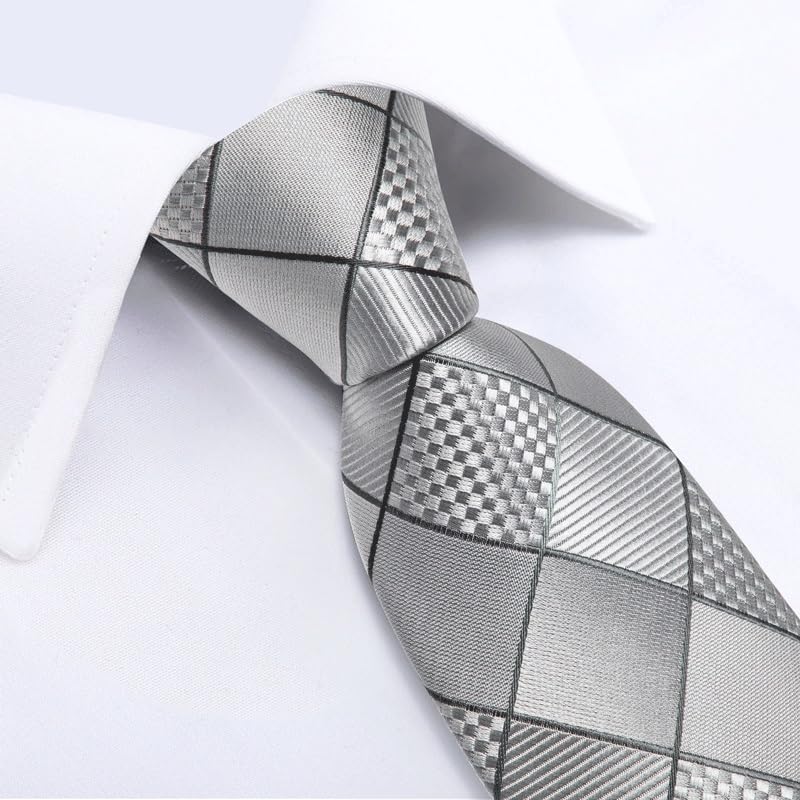 Corbata a cuadros para hombre 8cm formal con accesorios miniatura 3