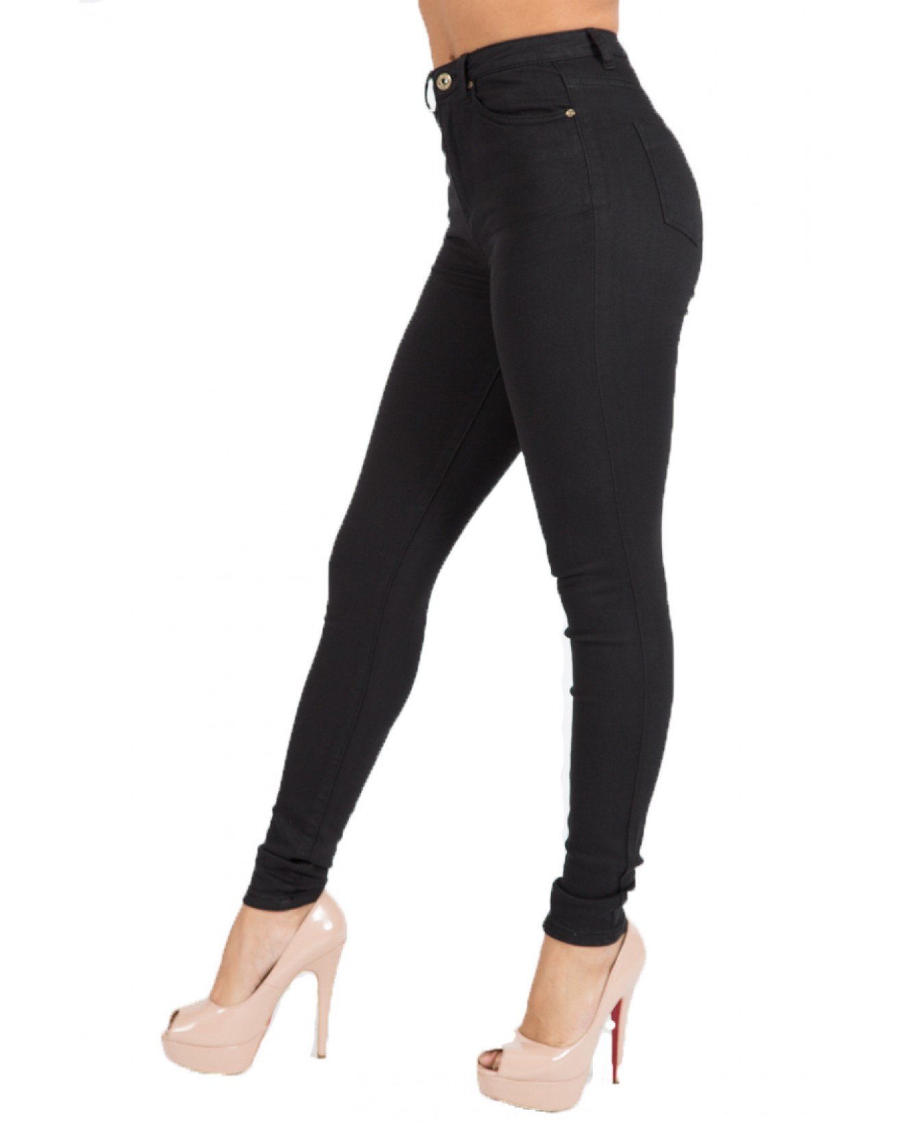 Toxik3 L185 Spodnie Damskie, Dżinsy Skinny z Wysokim Stanem - Czarne, 42