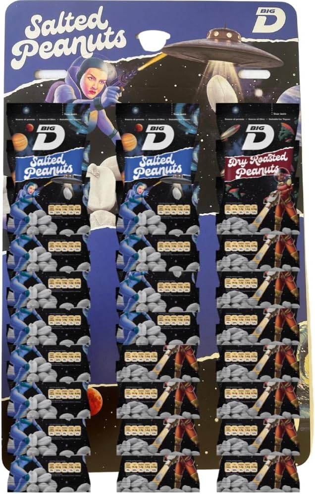 Big D Mixed Peanuts, 24 Packs of 50g, 12 Salted and 12 Dry Roasted
