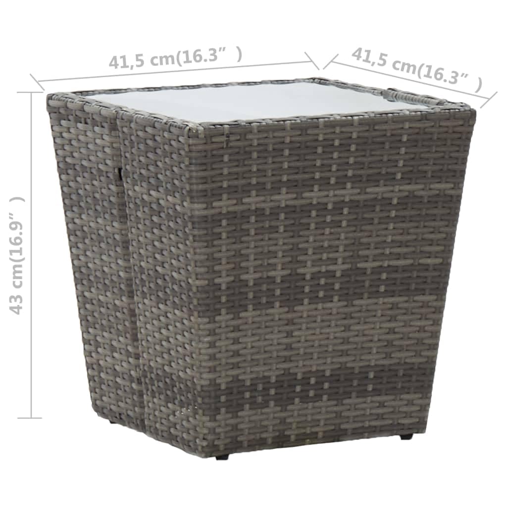 Générique Table à thé Gris 41,5x41,5x43 cm Résine tressée et Verre trempé,Tables de Jardin,46196