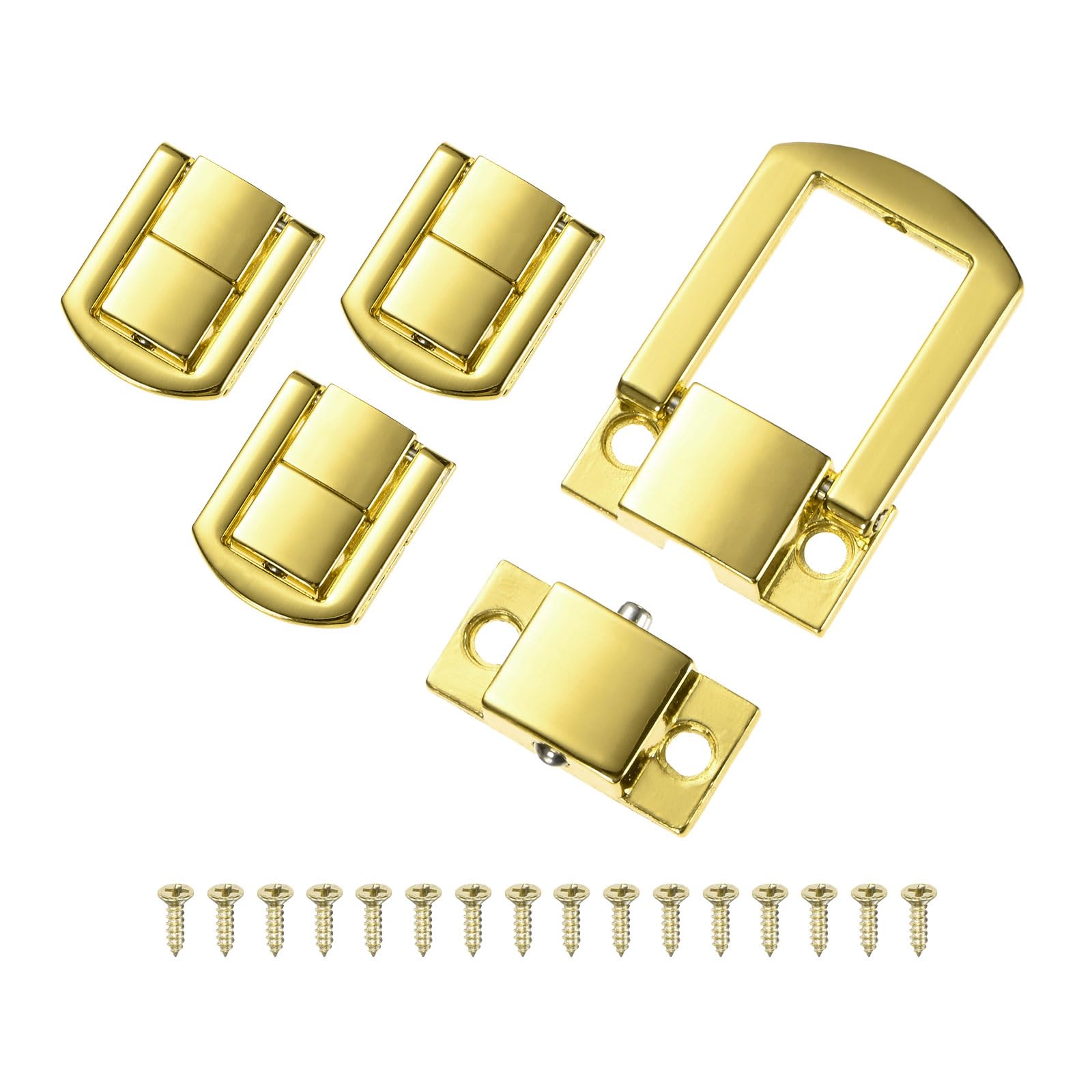M METERXITY 4 Pack Toggle Catch Lock, 1 x 0.78 in Metal Hasp Latches Decorative Clasp with Screws for Jewelry Case/Wooden Boxes/Suitcase, Retro Style Clasp [Gold Tone]