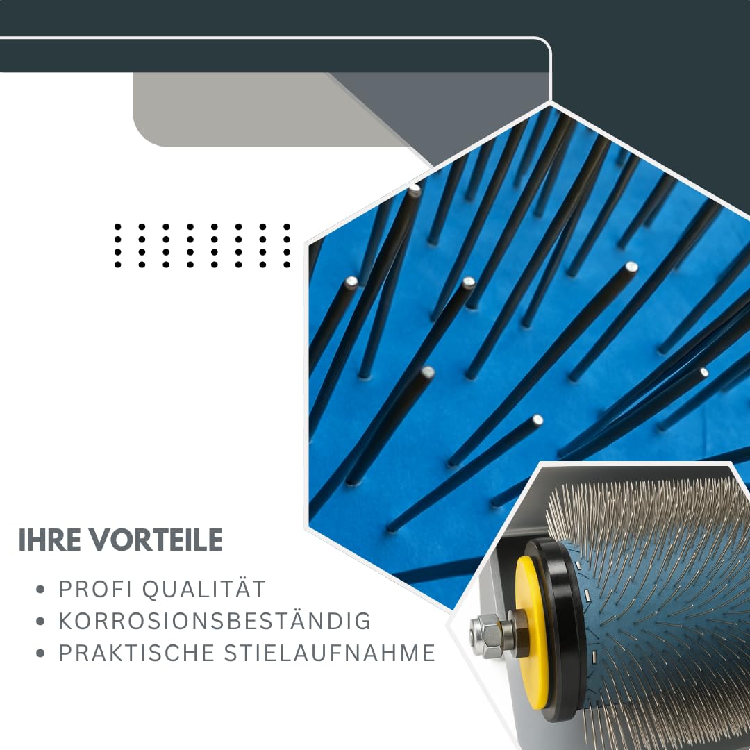 Pangolino Entlüftungsroller mit Metallstacheln Stachelwalze mit Stachellänge: 20 mm - Profi-Qualität (25 cm - 20 mm)