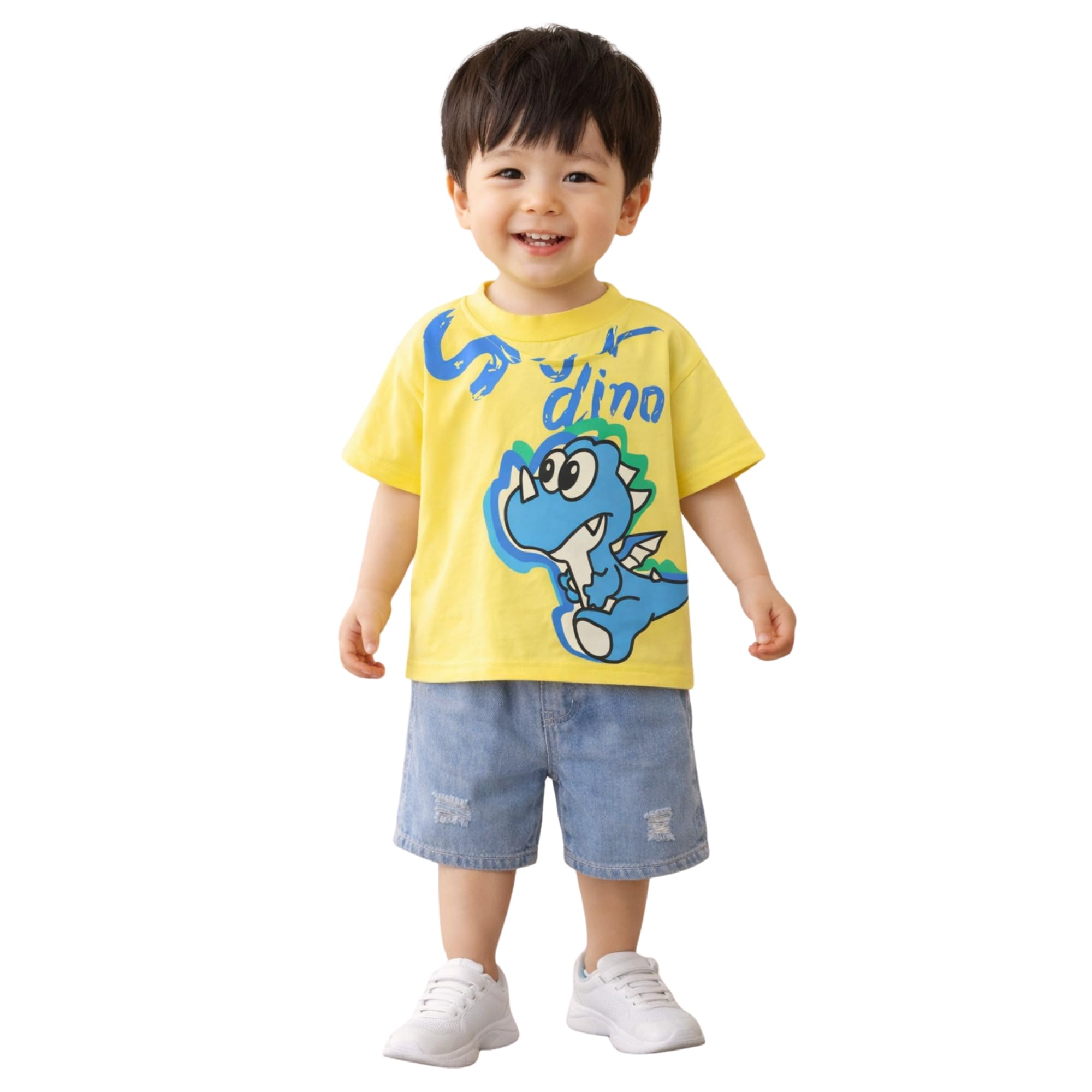 R.G Kids Dress | Cotton Kids Clothes for Boys | Dinosaur Printed Half Sleeve T-shirt and Denim Shorts Baby Clothes | Casual Summer Clothes for Baby Boy-image-31