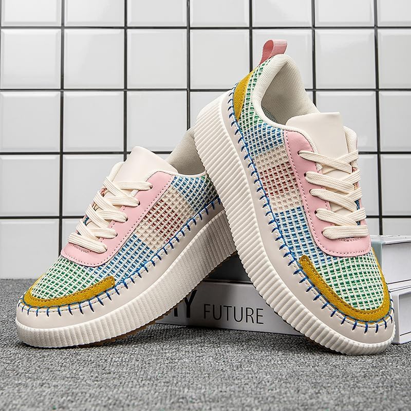 Women's Platform Sneakers Fashion Chunky Casual Sparkly Retro Braided Walking Shoes Comfortable Fashion Lace Ups Trainers2