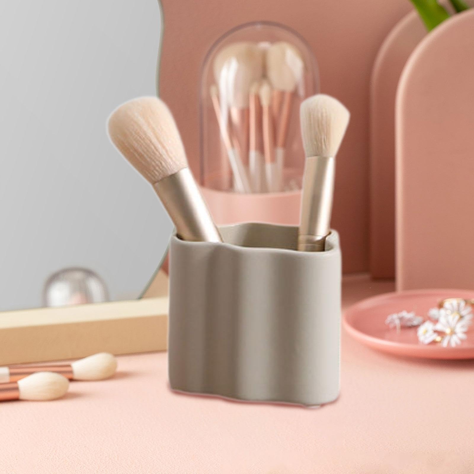 CALANDIS™ Makeup Brush Organizer Decorative Dressing Table Ornaments for Women Bedroom 7.9cmx9.2cm Gray | Storage Boxes | Home Organization | Household Supplies & Cleaning 4
