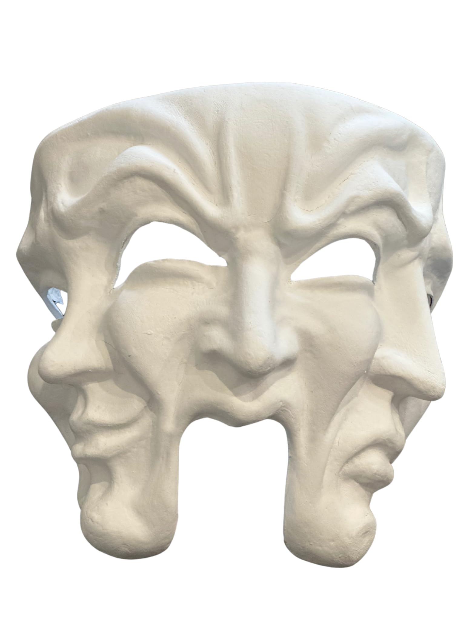 White theatre mask blank with 3 faces - For decorating, painting and wearing.