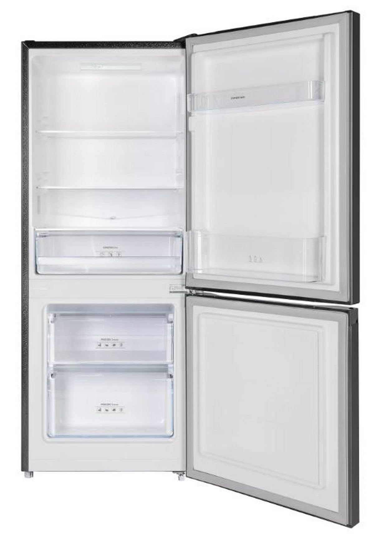 INFINITON Frigorifico Combi FGC-210C14DEK, 205 Litros, 144 cm de Altura, E, Fast Freezing, Tirador integrado, Puerta reversible, Acabado DARK INOX