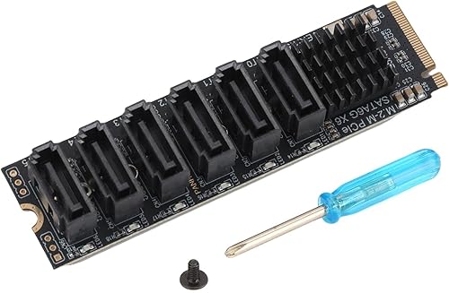 Tarjeta adaptadora M.2 a SATA3.0, 6Gbps ASM1166 M.2 de alta velocidad Tarjeta de expansión PCIE a SATA con indicador inteligente Accesorios para
