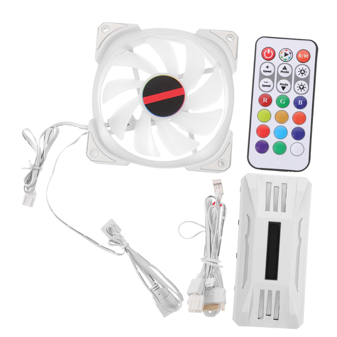Ventilador de Refrigeración Rgb 12cm Doble Anillo Blanco Abs | Fiesta Verano, Diseño de Doble Iluminación, Formato para Torre y Equipo de Sobremesa