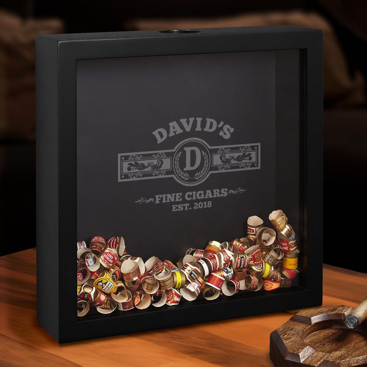 Custom Cigar Band Shadow Box for Cigar Aficionado - Personalized Product