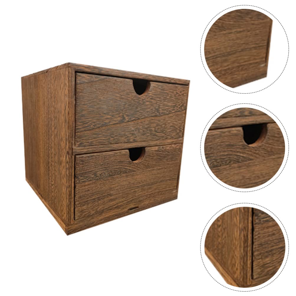 Schreibtisch-Organizer aus Holz, 2 Schubladen, kleine Aufbewahrungsbox für Zuhause, Büro, Schulbedarf und Mehrzweckgebrauch, stilvoller Schreibtisch-Organizer aus Holz mit Schubladen