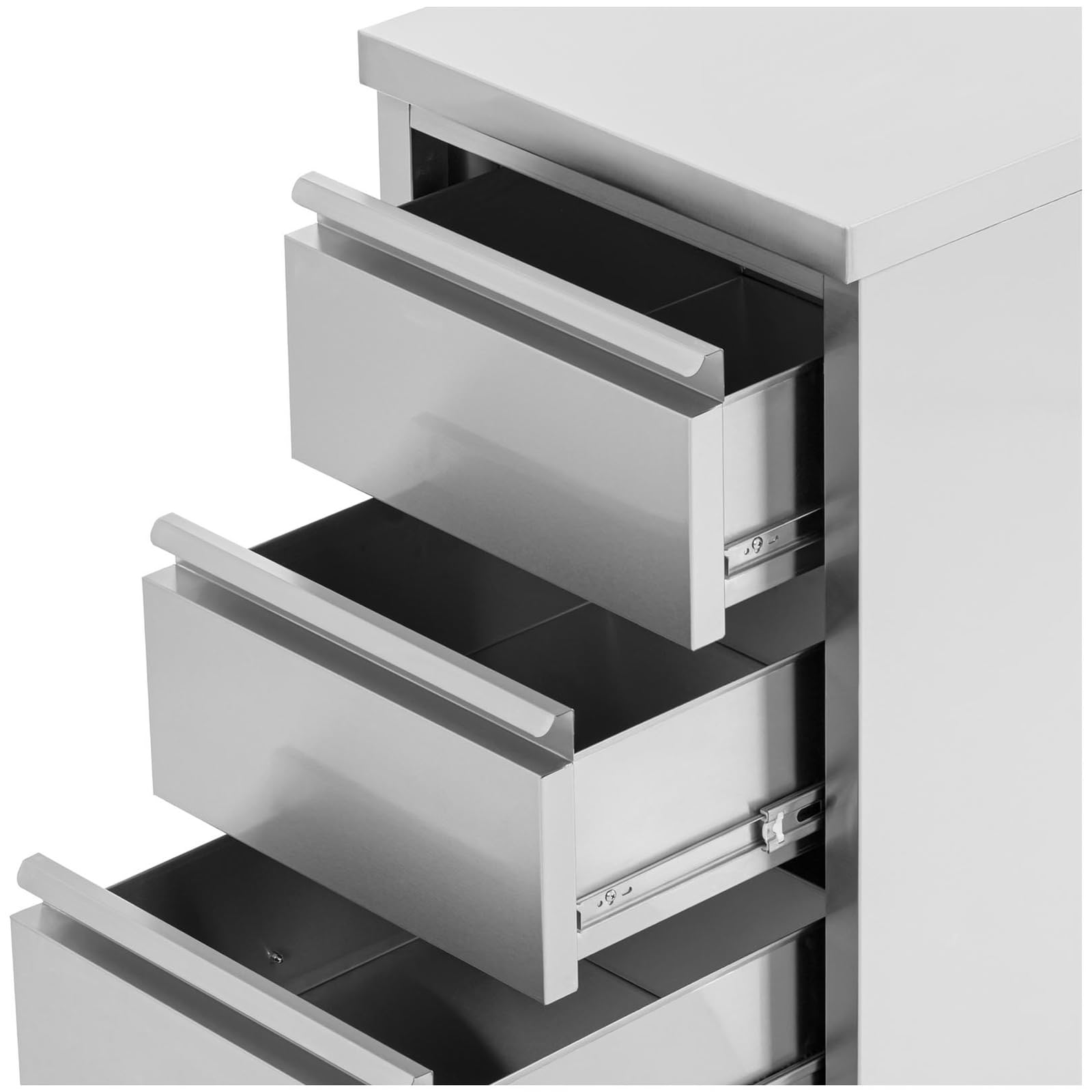 Royal Catering RCCD-3S - Armadio da lavoro in acciaio INOX con 3 cassetti, 50 x 60 cm, altezza regolabile, in acciaio INOX