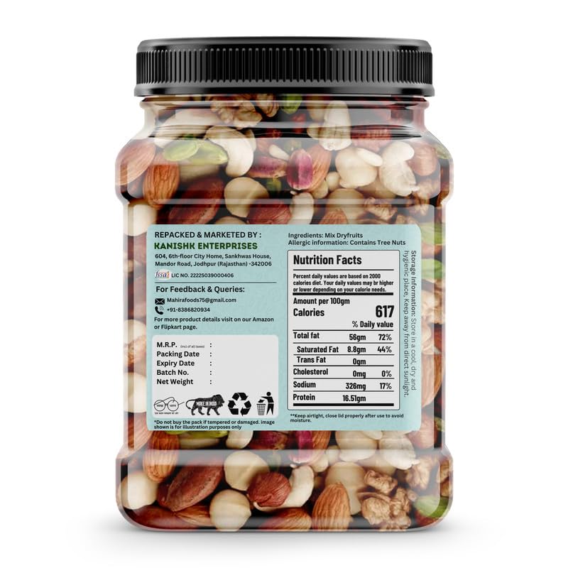 Image of MAHIRA HUB Mix Dry Fruits Almonds, Cashews, Raisins, Pistachios & More | Fresh, Crunchy, Natural Healthy Snack | Ideal for Gifting, Energy, Nutrition | 100g Resealable Pack