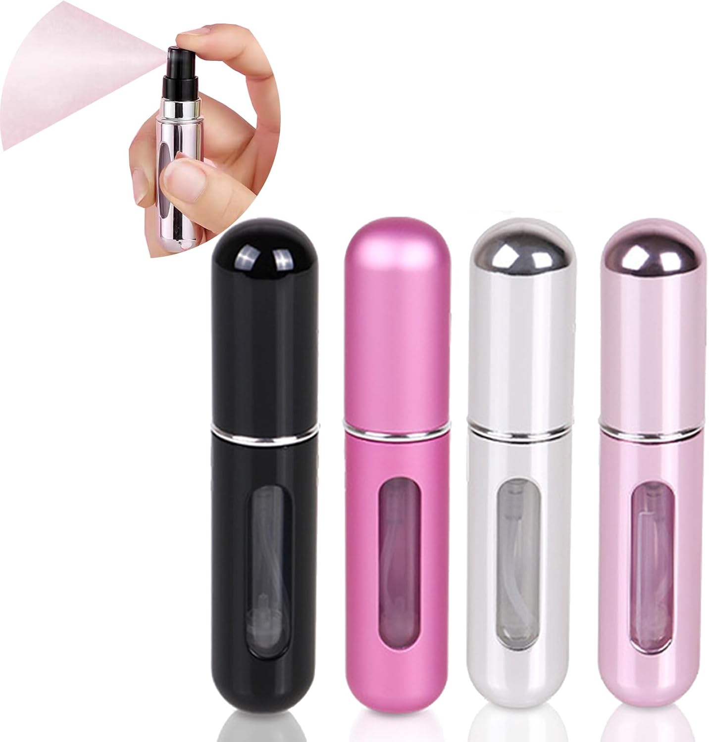 4 stuks parfumverstuivers, herhaalde accessoires, mini-reisflessen, 5 ml, draagbaar, voor reizen, uitgaan, tassen