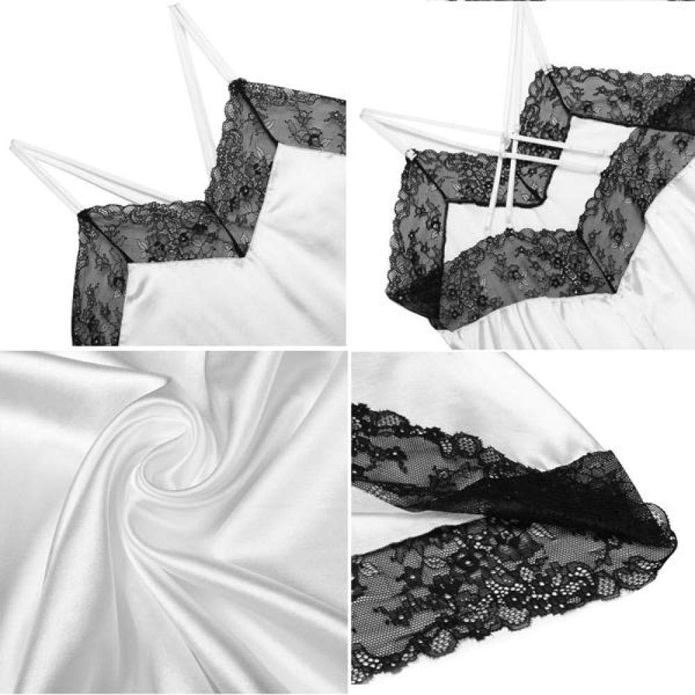 Nuisettes Sexy Femme Lingerie Sexy Lingerie De Nuit, Plus La Taille De La Chemise De Nuit pour Femmes, Pure Robe De Soirée en Satin Festonnée, en Soie, Slip en Soie sous-Vêtements Sexy Nuisettes